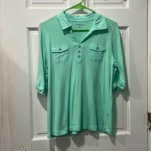 Mint green collared shirt